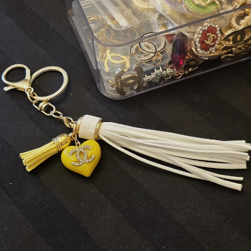 Handmade Custom One-of-a-Kind upcycled Chanel Charm Keychain. - Picture 3 of 10